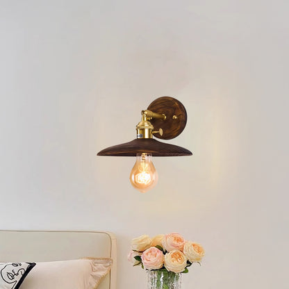 Walnut Flared Classic Brass Wall Light