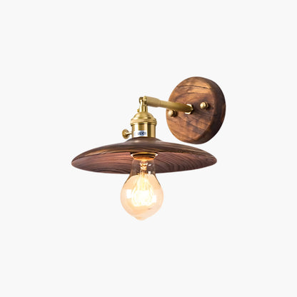 Walnut Flared Classic Brass Wall Light