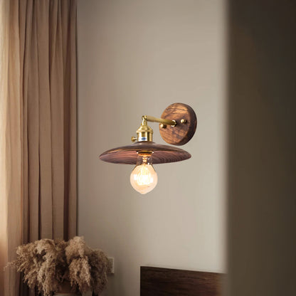 Walnut Flared Classic Brass Wall Light