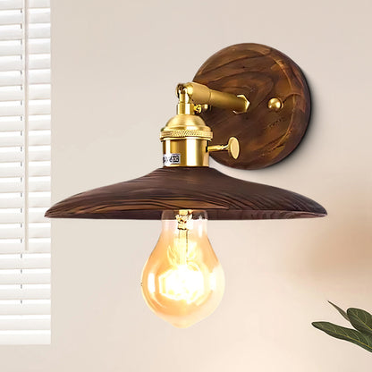 Walnut Flared Classic Brass Wall Light