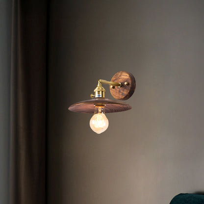 Walnut Flared Classic Brass Wall Light