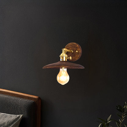 Walnut Flared Classic Brass Wall Light