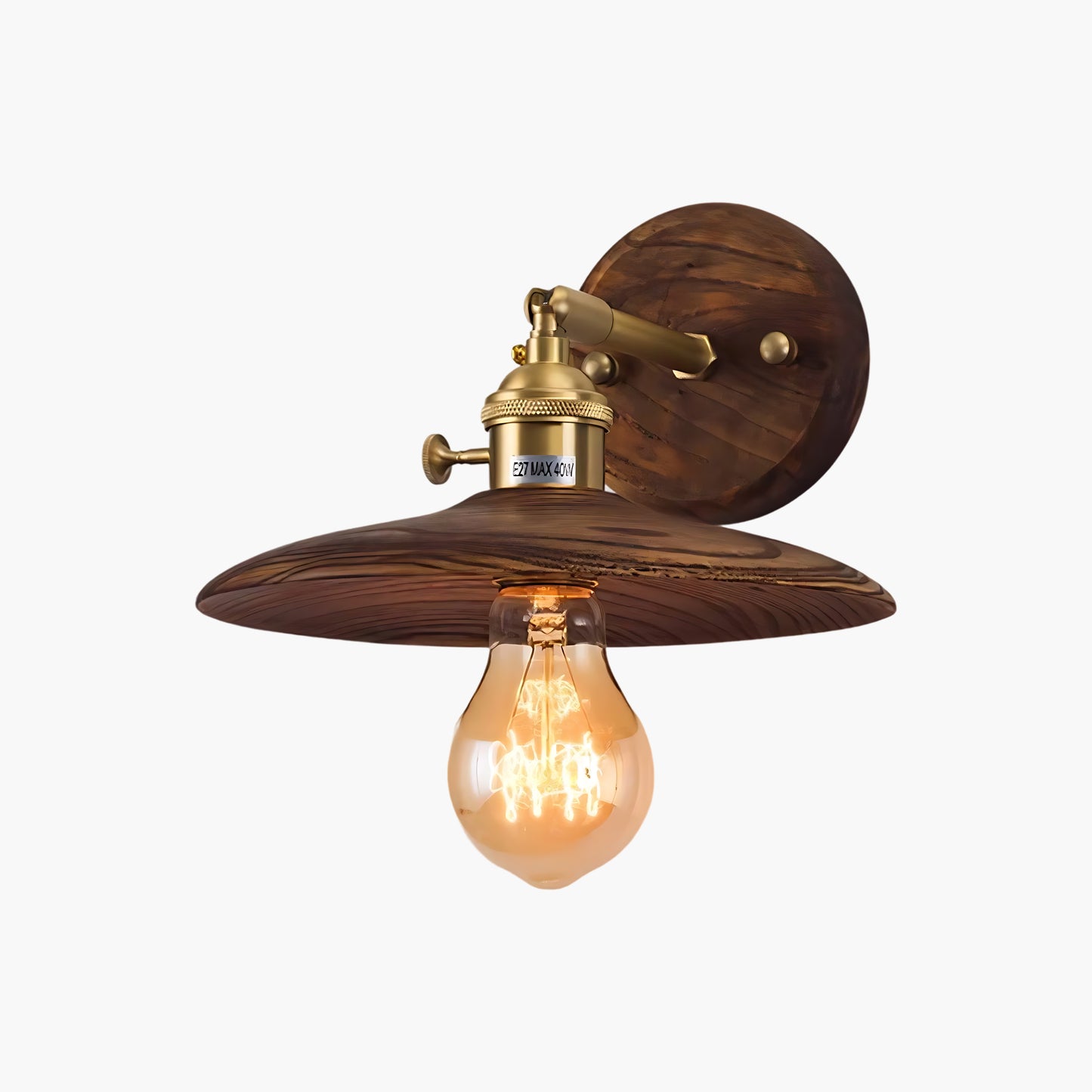 Walnut Flared Classic Brass Wall Light