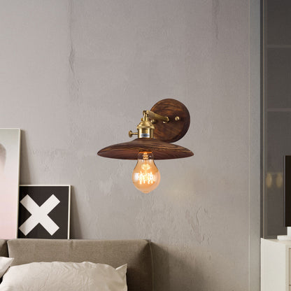 Walnut Flared Classic Brass Wall Light