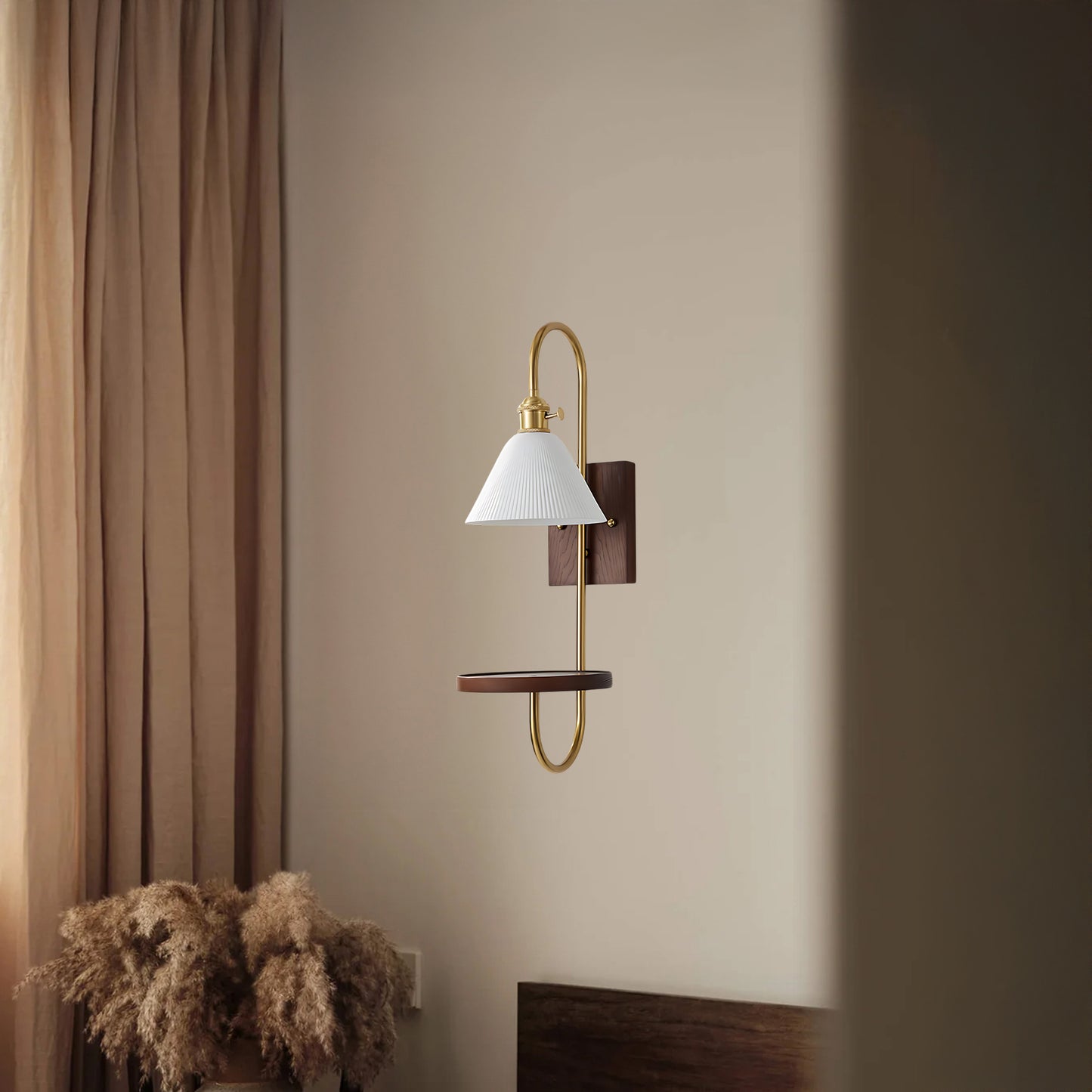 Walnut Shelf Sconce