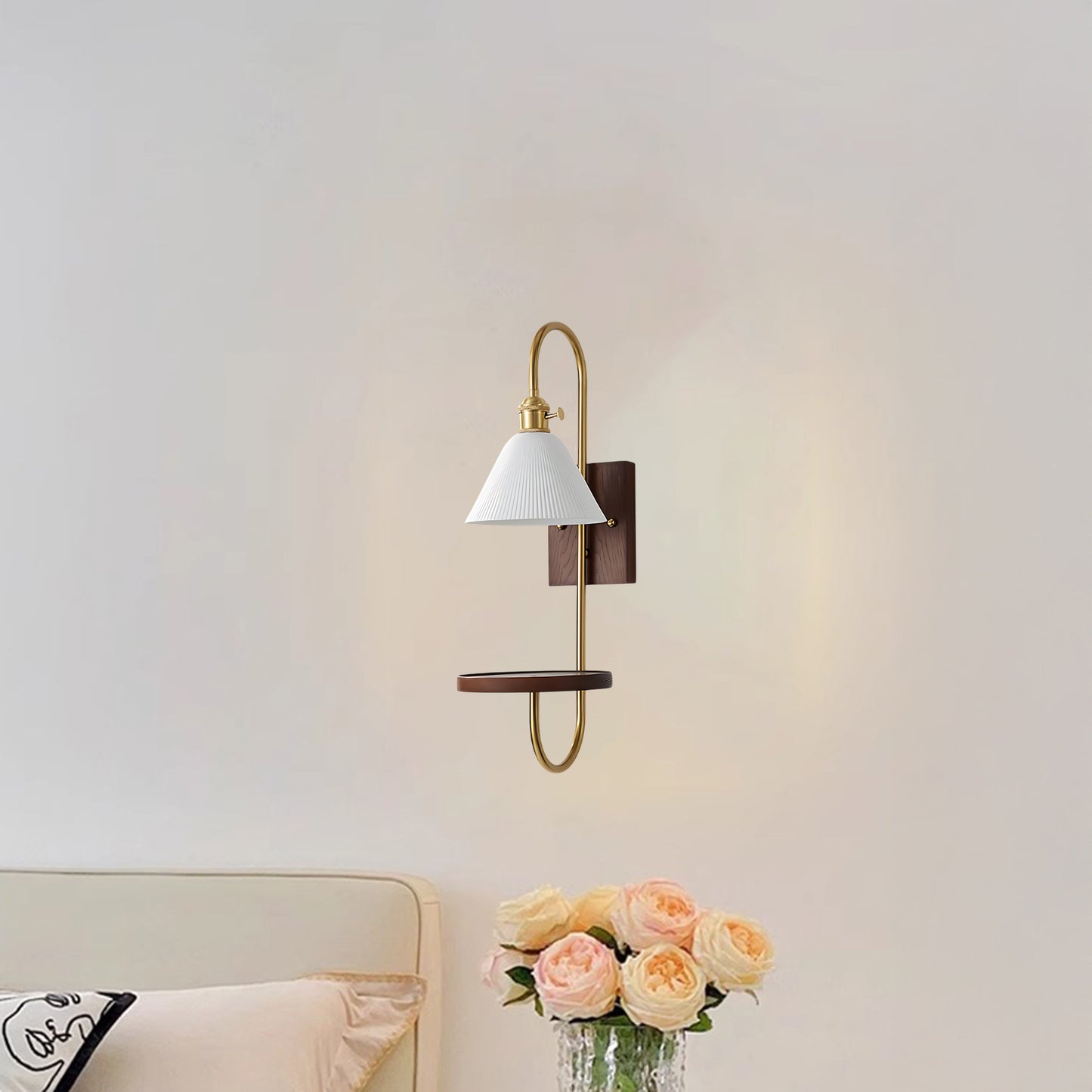 Walnut Shelf Sconce