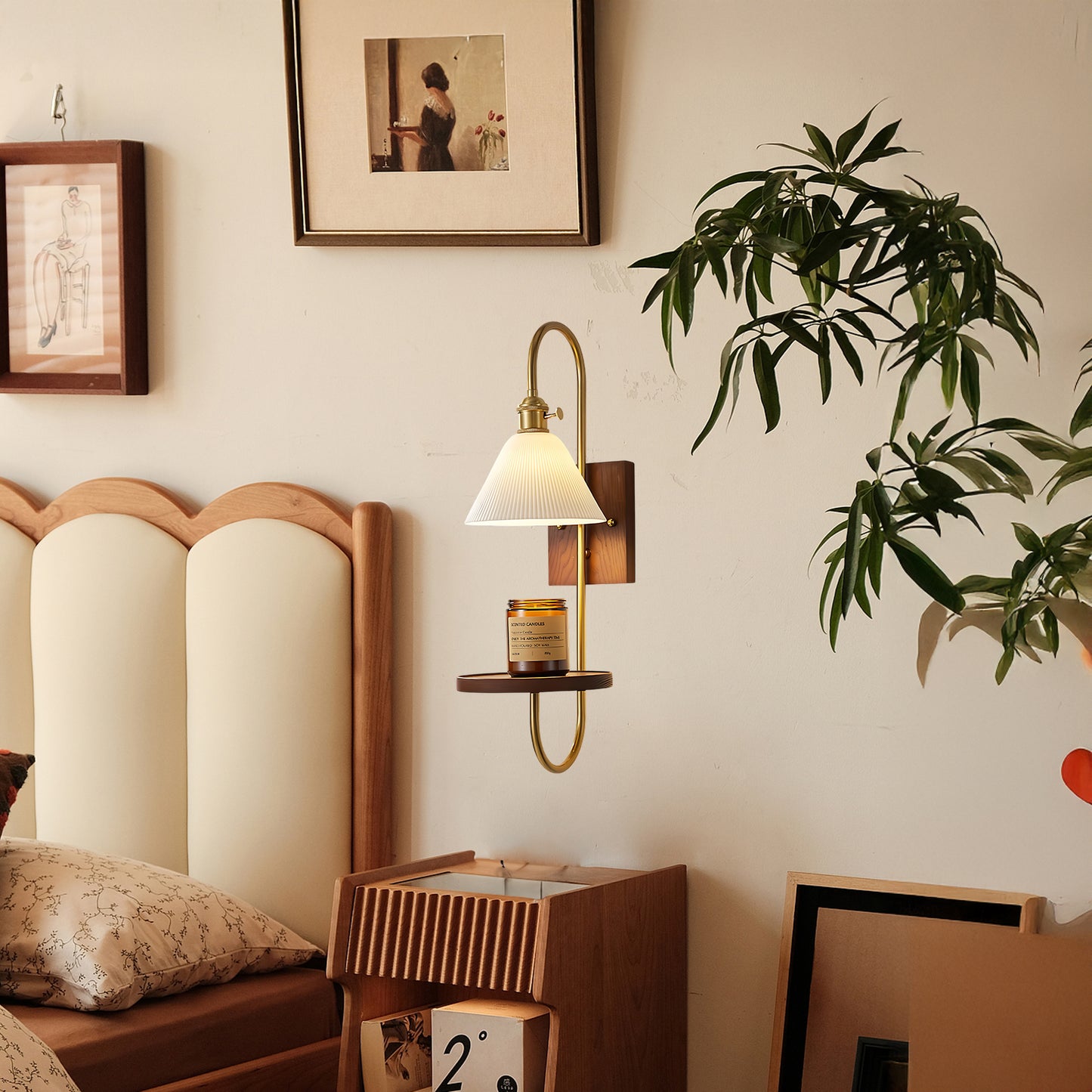 Walnut Shelf Sconce