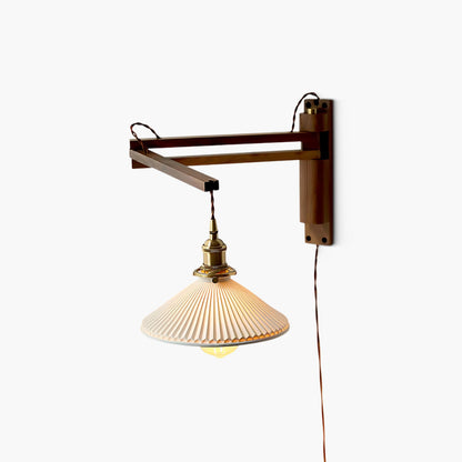 Walnut Swing Arm Modern Ceramic Wall Lamp