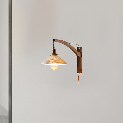 Walnut Swing Arm Modern Ceramic Wall Lamp