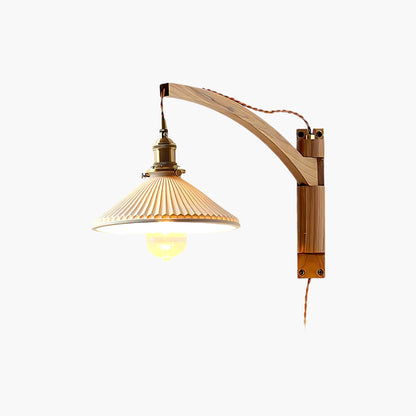 Walnut Swing Arm Modern Ceramic Wall Lamp