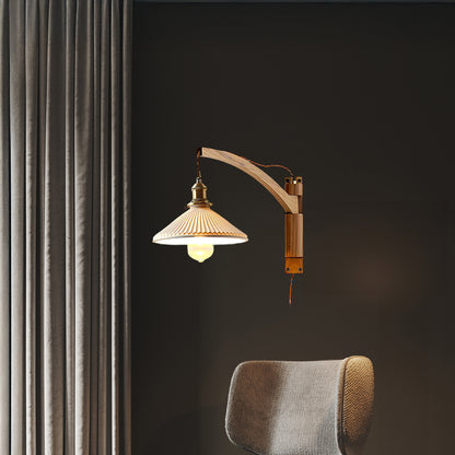 Walnut Swing Arm Modern Ceramic Wall Lamp