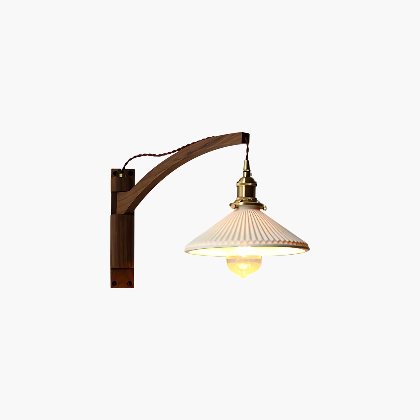 Walnut Swing Arm Modern Ceramic Wall Lamp