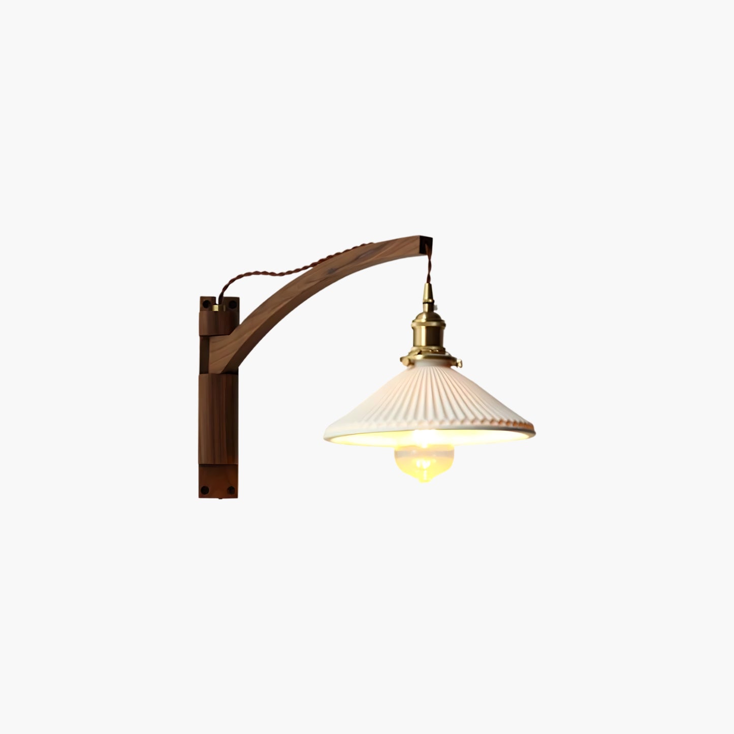 Walnut Swing Arm Modern Ceramic Wall Lamp