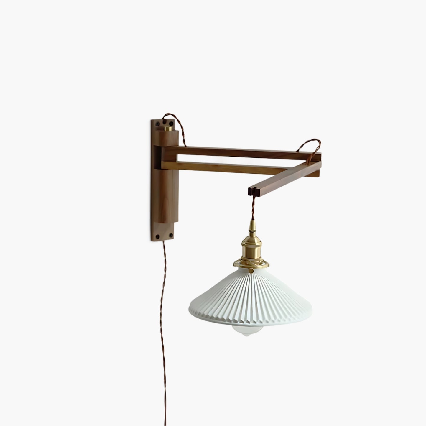 Walnut Telescopic Eclectic Metal Wall Lamp