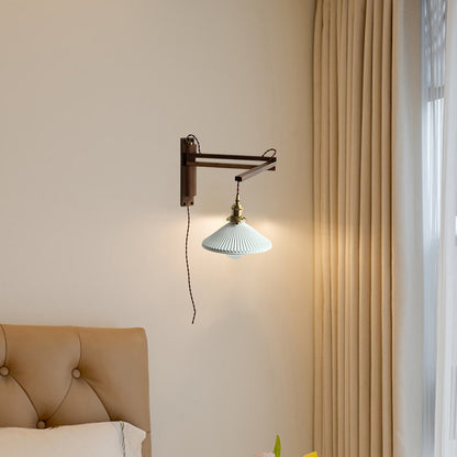 Walnut Telescopic Eclectic Metal Wall Lamp