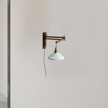 Walnut Telescopic Eclectic Metal Wall Lamp