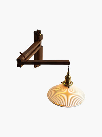 Walnut Telescopic Eclectic Metal Wall Lamp