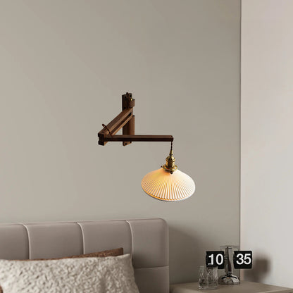 Walnut Telescopic Eclectic Metal Wall Lamp