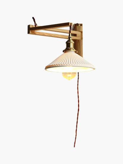 Walnut Telescopic Eclectic Metal Wall Lamp