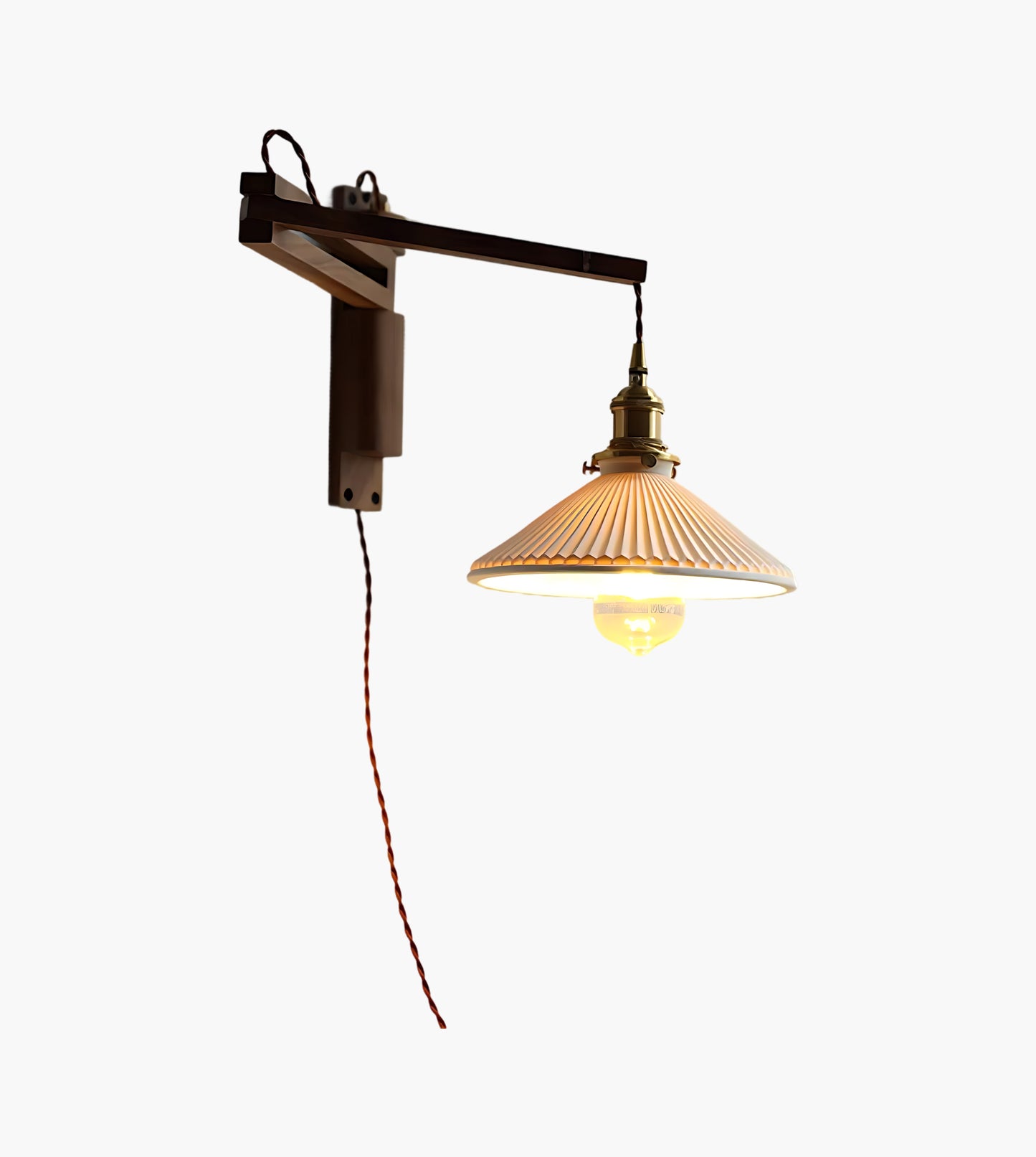 Walnut Telescopic Eclectic Metal Wall Lamp