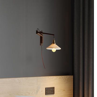 Walnut Telescopic Eclectic Metal Wall Lamp