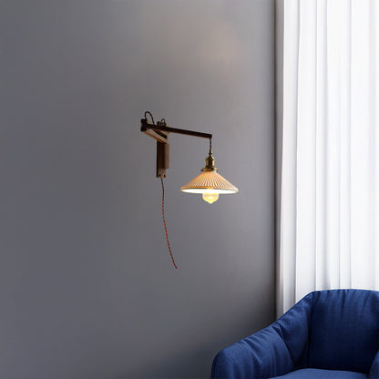 Walnut Telescopic Eclectic Metal Wall Lamp