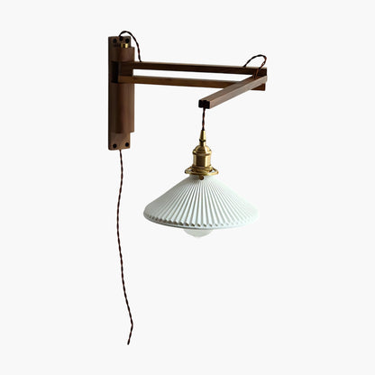 Walnut Telescopic Eclectic Metal Wall Lamp