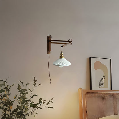 Walnut Telescopic Eclectic Metal Wall Lamp