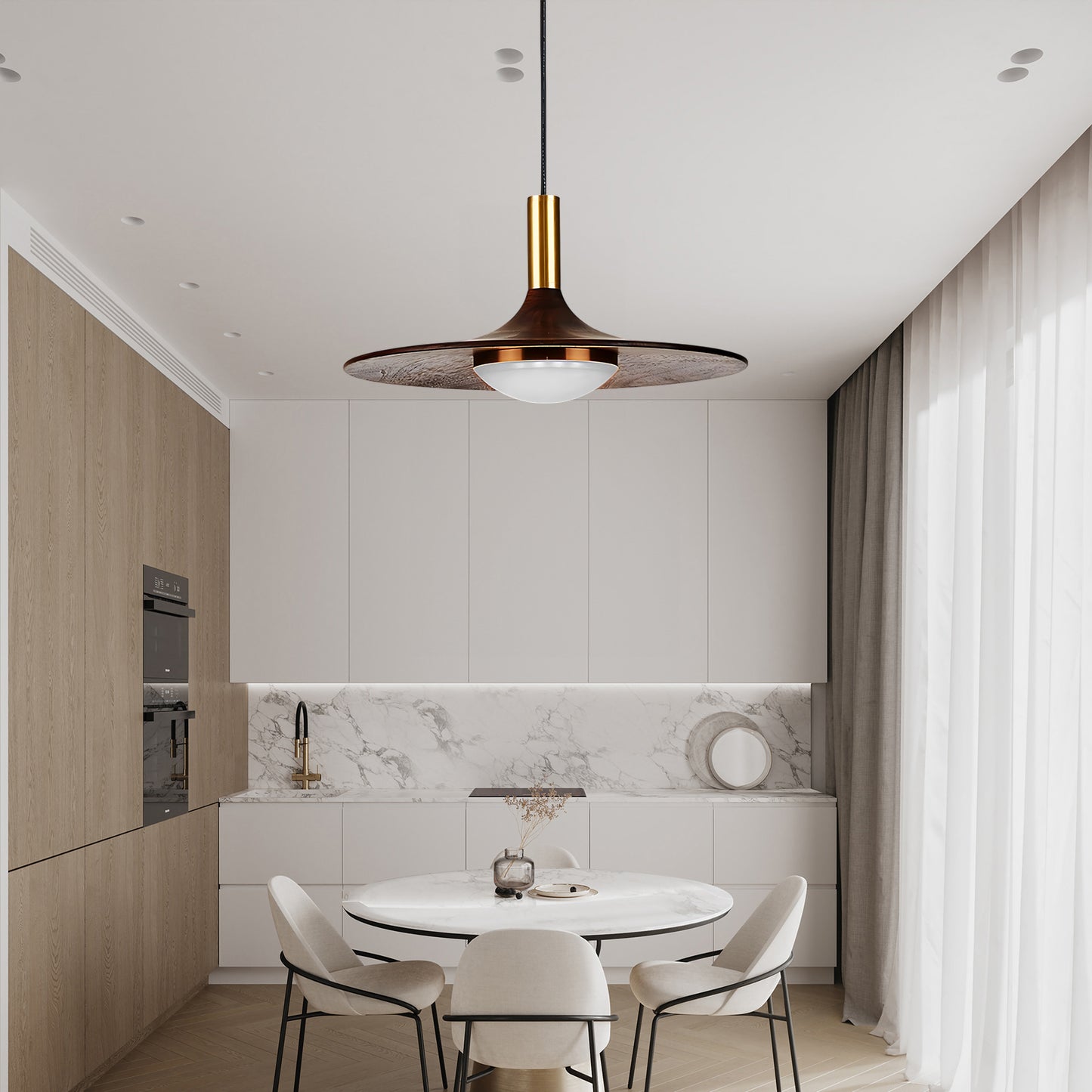 Walnut Dish Minimalist Wood Pendant Light