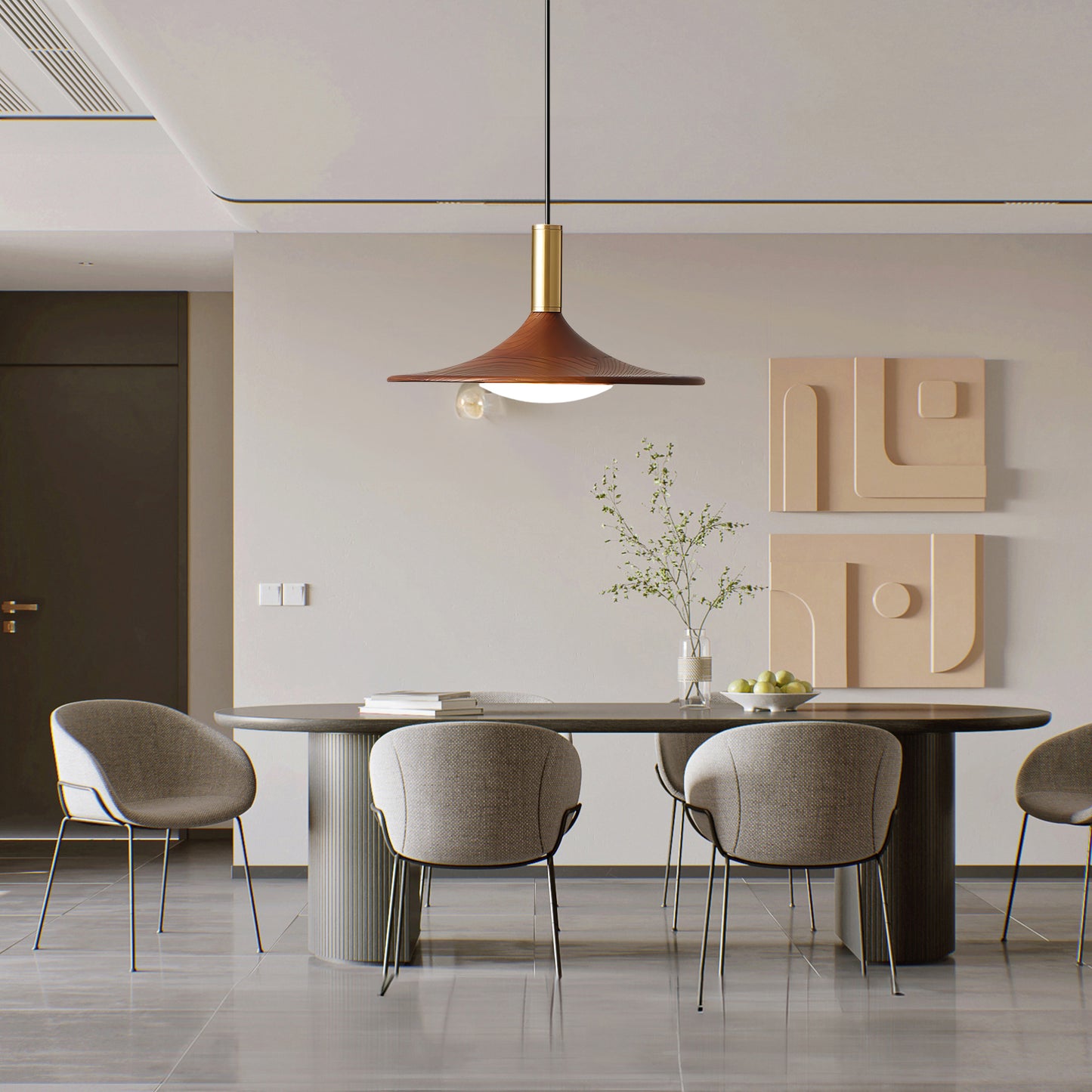 Walnut Dish Minimalist Wood Pendant Light