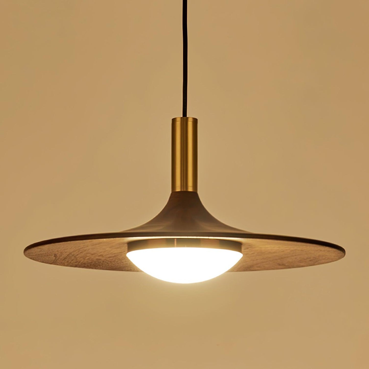 Walnut Dish Minimalist Wood Pendant Light