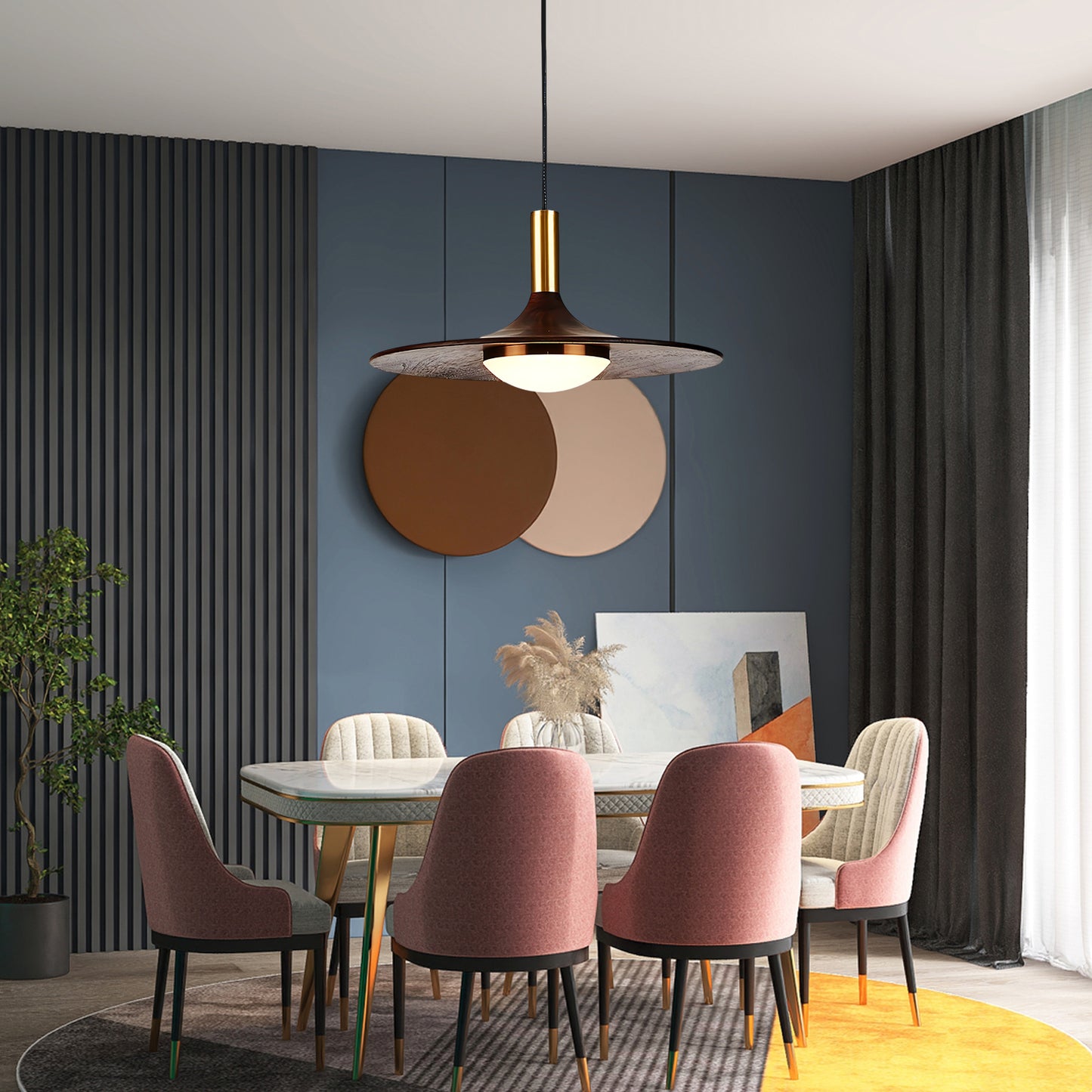 Walnut Dish Minimalist Wood Pendant Light