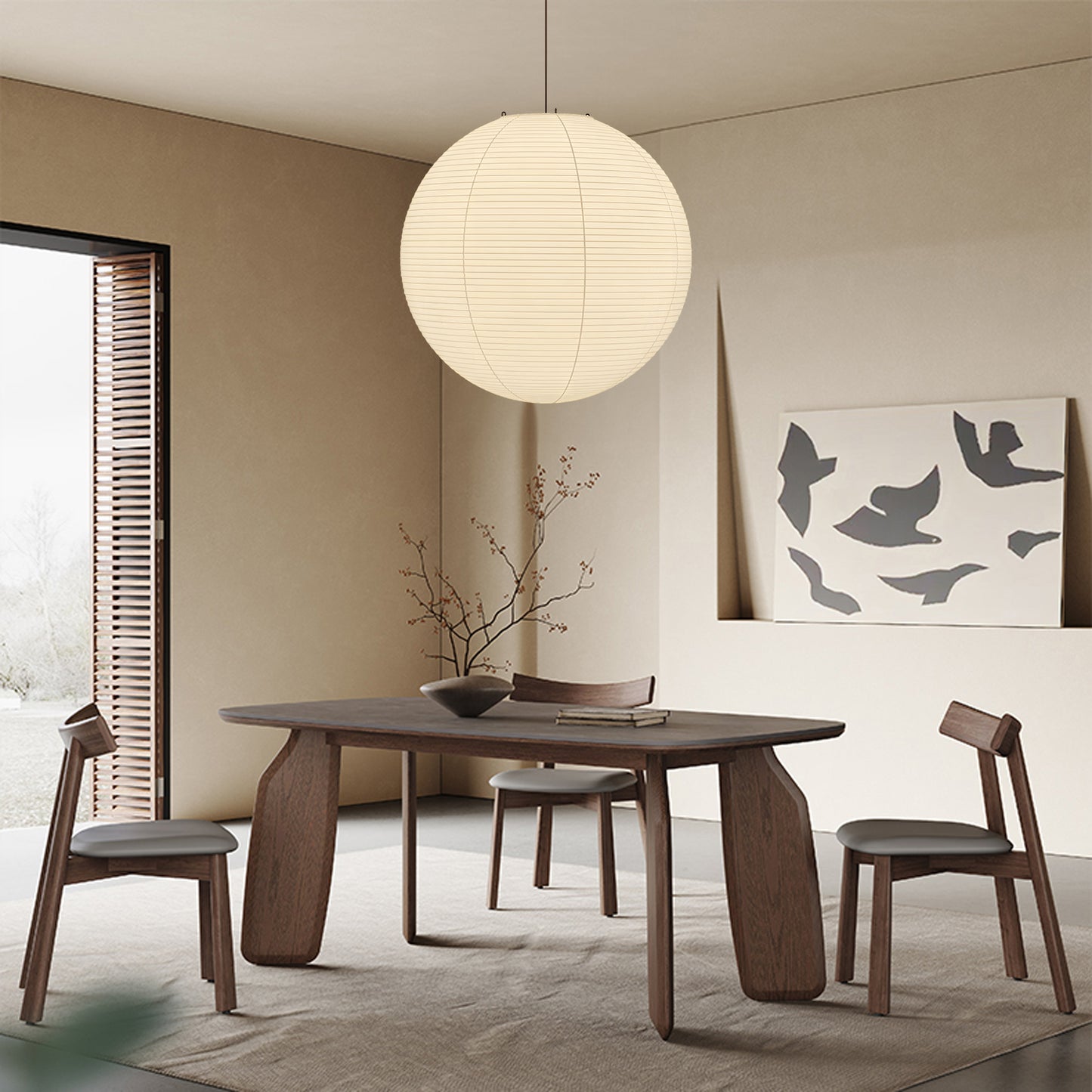 Washi Paper Round Series Classic Metal Pendant Lamp