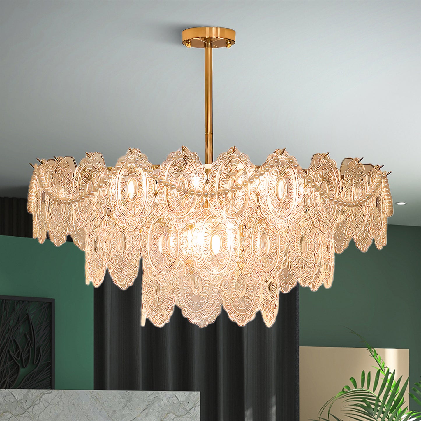 Wave Pearl Modern Crystal Chandelier