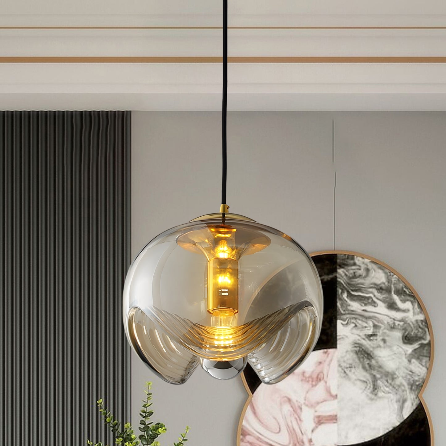 Wave Mid-century Crystal Pendant Light