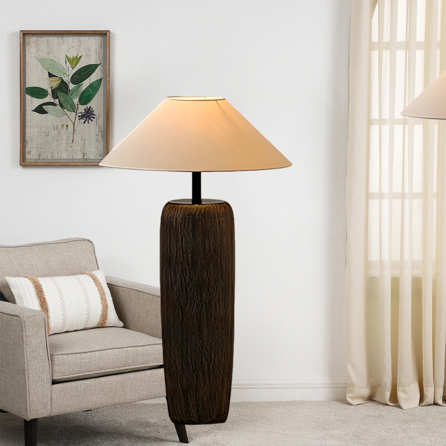 Weathered Wood Grain Rustic Metal Floor Lamp