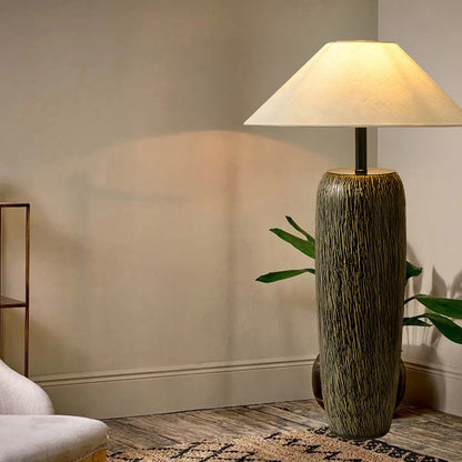 Weathered Wood Grain Rustic Metal Floor Lamp