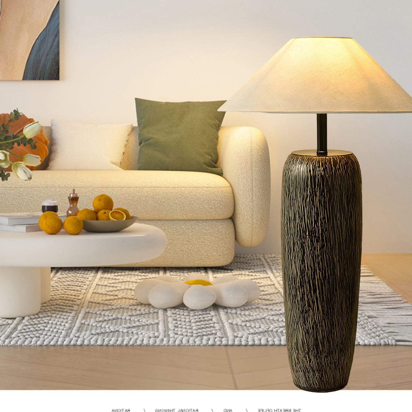 Weathered Wood Grain Rustic Metal Floor Lamp