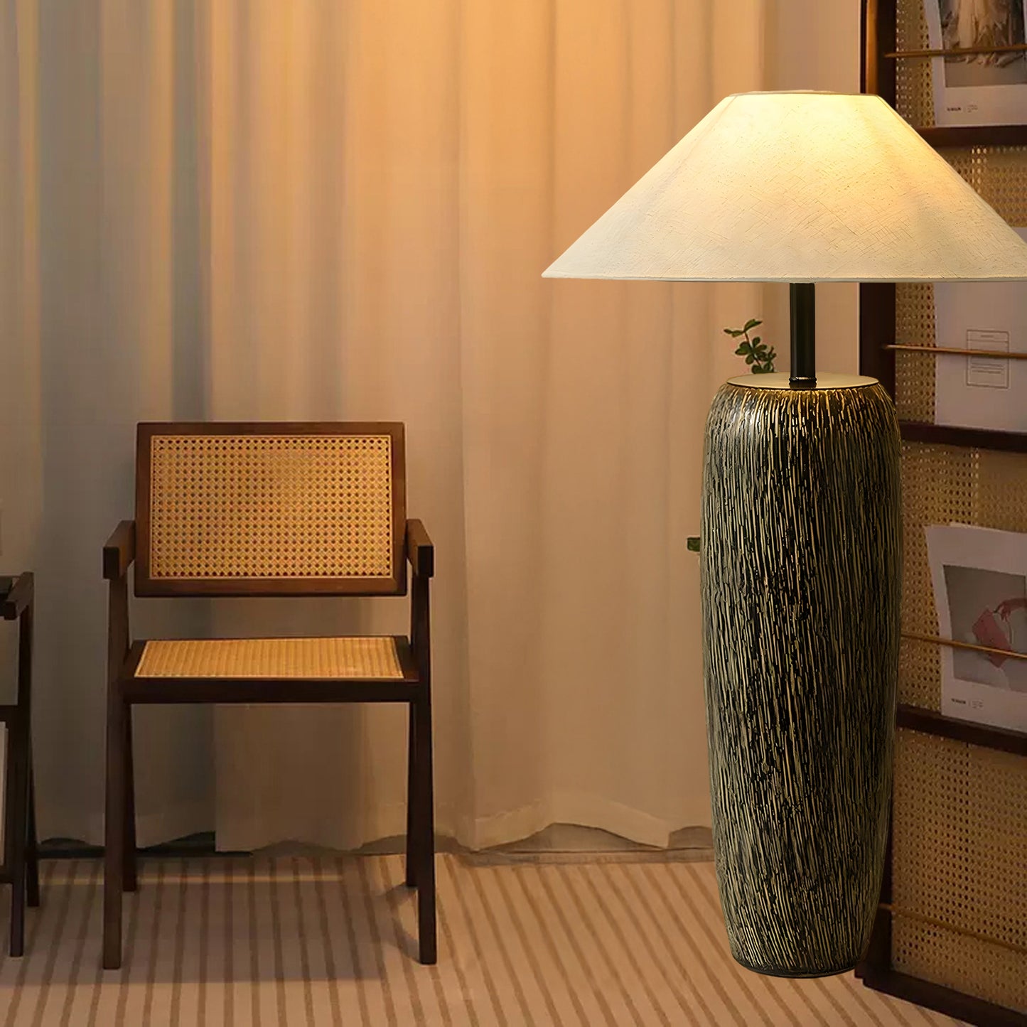 Weathered Wood Grain Rustic Metal Floor Lamp