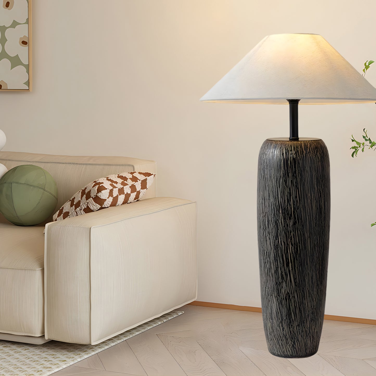 Weathered Wood Grain Rustic Metal Floor Lamp