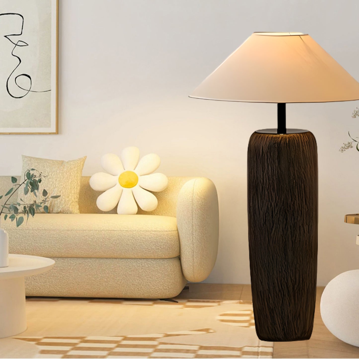 Weathered Wood Grain Rustic Metal Floor Lamp