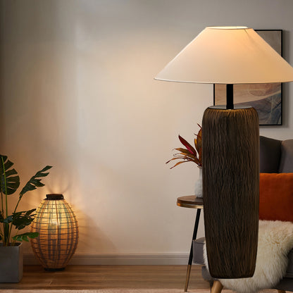 Weathered Wood Grain Rustic Metal Floor Lamp