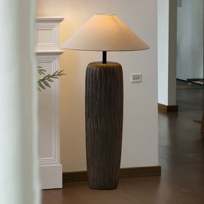 Weathered Wood Grain Rustic Metal Floor Lamp