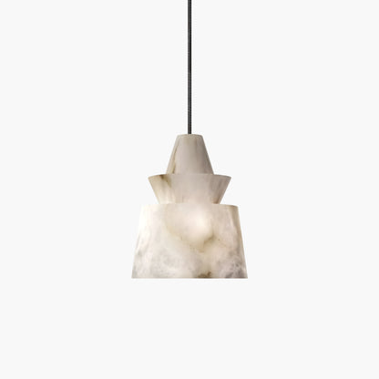 White Alabaster Minimalist Metal Pendant Light