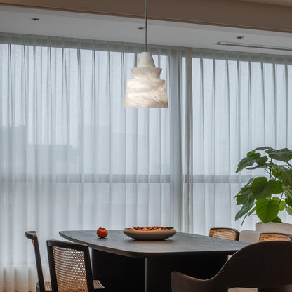 White Alabaster Minimalist Metal Pendant Light