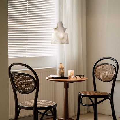 White Alabaster Minimalist Metal Pendant Light