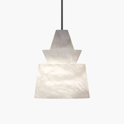 White Alabaster Minimalist Metal Pendant Light