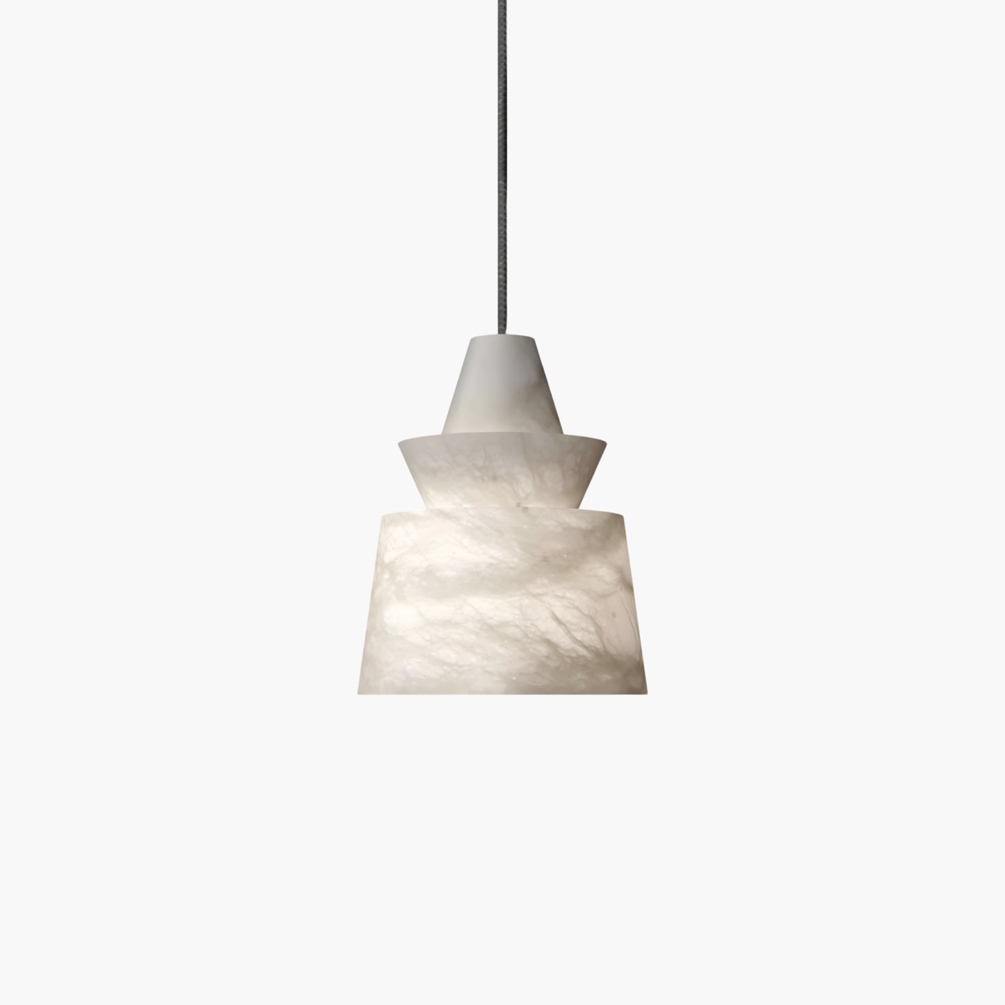 White Alabaster Minimalist Metal Pendant Light