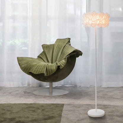 White Hydrangea Eclectic Metal Floor Lamp