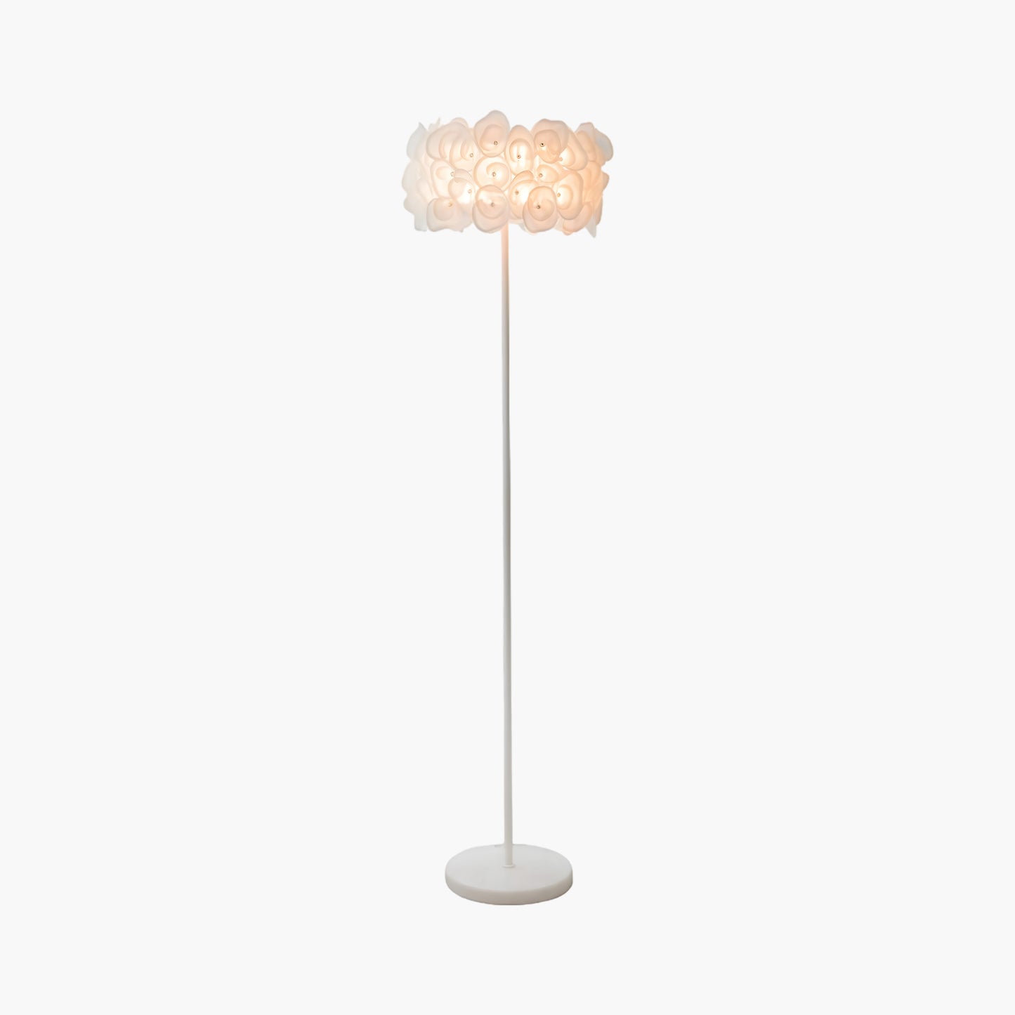 White Hydrangea Eclectic Metal Floor Lamp